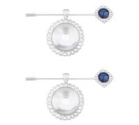 2 ciondoli commemorativi per bouquet di nozze, spilla fai da te con gemma blu, cristallo e lega, ciondoli con immagine personalizzata, ricordo prezioso per gioielli da sposa