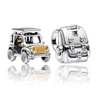 2 ciondoli distanziatori in argento Sterling 925 a forma di animale, cuore, ala e fortuna, per braccialetti Pandora, stili misti con pavé di zirconia cubica, per braccialetti e collane europei