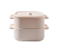2 ciotole in silicone per cottura e cottura a vapore per preparare rapidamente i pasti nel microonde (beige)