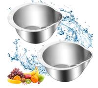 2 ciotole per bucato in acciaio inox, per alimenti, per il lavaggio e lo scarico di quinoa, frutta, verdura, cereali