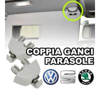 2 Clip con GANCIO x Aletta Parasole VW SEAT SKODA aggancio ganci incastro Clips