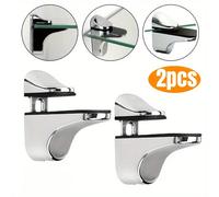 2 clip di supporto per mensole regolabili in legno/vetro, staffe per mensole in lega di zinco con cuscinetti antiscivolo, morsetti divisori per il bagno