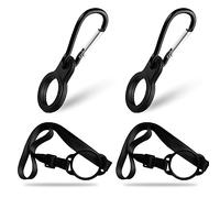 2 clip per bottiglia d'acqua, con 2 pezzi orecchini per tazza da collo appesi, clip per porta bottiglia d'acqua, fibbia per bottiglia d'acqua in silicone, adatto per campeggio, ciclismo (nero)