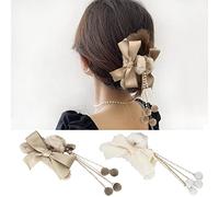 2 clip per capelli Furry Hair Claw Big Bow Hair Clips Banana Jaw Clips Pearl Tassel Hair Clips Strong Hold Hair Claw Clip Fashion Hair Accessories for Women and Girls