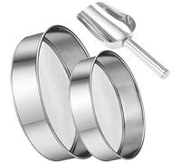 2 colini per Farina con Un Cucchiaio per Farina da Cucina, in Acciaio Inox e Argento, colino Netto per Farina da Forno, 40 Rete (15 cm + 20 cm)