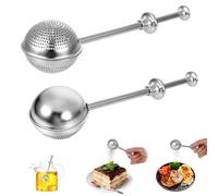 2 colino da tè per tè sfuso, in acciaio inox a pori interi, utilizzabile anche come colino per farina in acciaio inox, setacciare zucchero, farina, spezie e cacao in polvere (forato e semi-perforato)