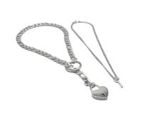 2 collane alla moda a forma di cuore cubano lunga catena in acciaio inox punk ispirato gioielli moda punk collana