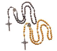 2 collane con rosario cattolico, collana di preghiera cattolica, collana di Gesù, croce ortodossa, collana di preghiera cristiana, croce retrò, rosaria, per comunione religiosa, Bibbia, Messa
