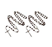 2 collane con rosario cattolico con ciondolo a forma di croci, perline di legno, collane di preghiera per religiosi cristiani adorazione