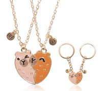 2 collane dell'amicizia Capybara + portachiavi per migliore amica, collane dell'amicizia Capibara per 2 ragazze, regalo dell'amicizia per donne, regalo unico di Natale segreto di Babbo Natale per