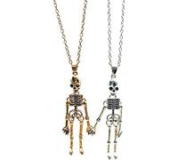 2 collane dell'amicizia con teschio scheletrato, gioielli per Halloween, per migliore amica, sorella, coppia, migliore amica, per ragazze e ragazzi