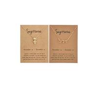 2 collane in argento zodiacale per le donne 12 costellazione segno collana CZ astrologia zodiaco stella collana regali di compleanno con biglietto di messaggio regali di Natale 2023, Rame, Altro