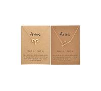 2 collane in argento zodiacale per le donne 12 costellazione segno collana CZ astrologia zodiaco stella collana regali di compleanno con biglietto di messaggio regali di Natale 2023, Rame, Altro
