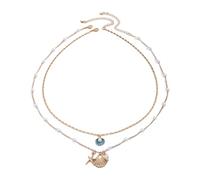 2 collane luminose e da donna gioielli da spiaggia regolabile collana di perle per tutti i vestiti estate oceano collana Lady Jewellery, 50cm, Metallo