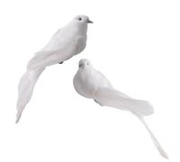 2 Colombe Artificiali in Schiuma Bianca con Clip, per decorazione Uccelli per Matrimonio e per casa, 13x4cm