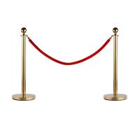 2 Colonnine Separacode Oro con Corda Rossa in Acciaio Inox Ø32x95 cm