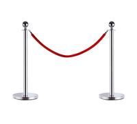 2 Colonnine Separacode Silver con Corda Rossa in Acciaio Inox Ø32x95 cm