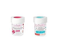 2 coloranti alimentari in polvere - rosa-turchese
