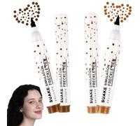 2 colori, matita per lentiggini, penna naturale realistica, per trucco con lentiggini, impermeabile, a puntini morbidi, per trucco naturale e senza sforzo. Brown scuro e chiaro