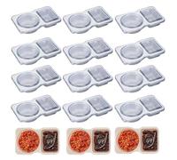 2 Compartment Snack Containers - 30 x Double Compartment Snack Containers | Dipping Containers With Lids | Leakproof Small Snack Cups | Condiment Storage | Clear Portable Snack Box For Meal Prep