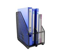 2 Compartments Desktop Organizer File Holder Magazine Rack Metal Wire Mesh Storage for Office Home -