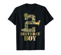 2 ° Compleanno a Tema Militare Mimetico Ragazzi 2 Anni Soldato Maglietta