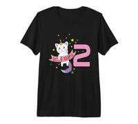 2° Compleanno I am 2 Years Cat Unicorn Maglietta Premium