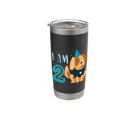2° Compleanno Ragazzo Cane Cuccioli Bambini Ho 2 anni Bicchiere termico in acciaio inox doppia parete