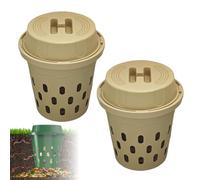 2 compostiere per vermi interrati, sistema di compostaggio per compostaggio più veloce, fattoria calda, contenitore compatto per esterni per letti da giardino, coperchio a prova di animali per