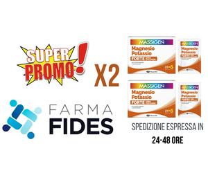 2 Conf MASSIGEN - Magnesio Potassio Forte Zero Zuccheri 24+6 Bustine da 8g