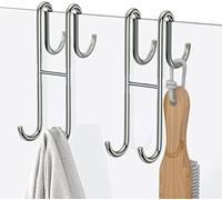 2 Confezione in acciaio inox Porta doccia Hooks per bagni, sopra la porta doccia in vetro frameless Hook Bath Hook per asciugamani e doccia Razor Holder (Argento)