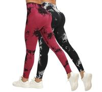 2 Confezione Leggins Anticellulite Donna, Leggings 3D Modellanti a Compressione Graduata Pantaloni Yoga Controllo della Pancia Opaco Elastici Leggings per Yoga e Uso Quotidiano