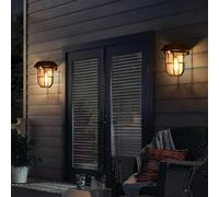 2 Confezione Solare Lampada da Esterno a Parete con Sensore di Movimento, Luci da Esterno a Parete, Lampione Solare da Giardino Vintage da Appendere All'esterno, per Portico, Cortile