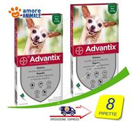 2 CONFEZIONI - Advantix Bayer 4 pipette x Cani da 0 fino a 4 kg Antiparassitario