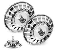 (2 confezioni) Connettore per lavandino da cucina, colino in acciaio inox, filtro per lavandino, tappo di scarico, tappo di ricambio per cibo/raccoglitore di capelli, diametro del foro 79/80 mm