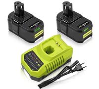 2 confezioni da 18 V 5,5 Ah P108 di ricambio per batteria Ryobi 18 V + 9,6 V-18 V 3 A per caricabatterie Ryobi BCL14181H agli ioni di litio e batteria NI-MH per P106 P107 P105 P108 P100 P102 con LED