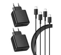 2 confezioni da 25 W, caricatore USB C per ricarica rapida, compatibile con Samsung S24/S24+/S24 Ultra /S23/S22/S21/S20 Te 20 /S10/S9/A73, adattatore di alimentazione tipo C da parete con 2 cavi da 2