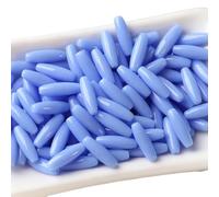 2 confezioni da 72 perline ovali in vetro blu chiaro, 4 x 12 mm, a forma di riso, perline distanziali sfuse per artigianato fai da te