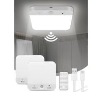 2 confezioni da soffitto a LED con sensore di movimento - Lampada da soffitto ricaricabile 6000 mAh, installazione magnetica, 3 temperature di colore, intensità regolabile, USB, senza fili - con