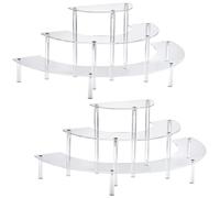 2 confezioni di alzate in acrilico, 3 ripiani trasparenti per cupcake e profumi, supporto per dessert a mezza luna, alzate per espositori per alimenti, figure Amiibo Funko POP (2mezza luna)