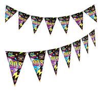 2 Confezioni di Bandiere Triangolari per Feste Anni '90 Filare di Bandierine Striscione di Gagliardetti Decorazioni per Feste Anni '90 per Festa di Compleanno a Tema di Ritorno al Passato