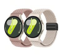 2 confezioni di cinturini in nylon compatibili con Galaxy Watch 7 6 5 4 FE da 40mm 44mm/6 Classic da 43mm 47mm/4 Classic da 42mm 46mm/5 Pro da 45mm, attacco a un clic, cinturino intrecciato in tessuto