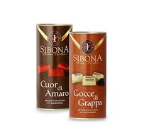 2 Confezioni di cioccolatini da 300gr. -SIBONA- "Cuor di Amaro" e " Gocce di Grappa"