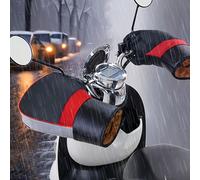 2 Confezioni di Coprimanopole Invernali Nere e Rosse per Bicicletta - Guanti da Moto/Bicicletta Elettrica con Strisce Riflettenti, Morbidi e Confortevoli, Imbottiti e Termici Antivento, Resistenti ai