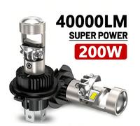 2 Confezioni di Lampadine LED per Fari Auto H4 H7 H11 9005 HB3 9006 HB4 con Lente a Proiettore, 40000LM Fascio Alto/Basso, Mini Lampada 12V 6000K Senza Errori CANBUS Lega di alluminio