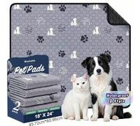 2 Confezioni di Tappetini assorbenti riutilizzabili per addestramento di cani, Tappetini igienici antiscivolo per cucciolata, recinto, gabbia, letto, Grigio 45cm x 60cm 45*60cmPoliestere