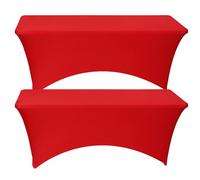 2 confezioni di tovaglie rosse da 15 m, per tavoli rettangolari, in spandex elasticizzato, protezione per banchetti, lettino da massaggio, matrimonio, compleanno, 172 x 70 x 80 cm di altezza