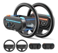 2 Confezioni di Volante & Grip per Nintendo Switch 2 Joy-Con 2025, Volanti da Corsa con Joy-con 2 Impugnatura Staccabile per Mario Kart World 8 Deluxe, Volanti Switch 2 Accessories Kit (Blu+Arancione)