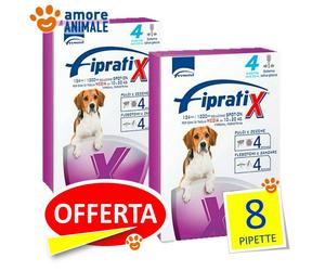 2 CONFEZIONI - Fipratix 4 pipette per Cane da 10-20 kg Taglia Media - Spot On