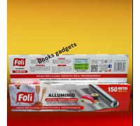1 Confezione Folì Carta Alluminio per Alimenti Doppia Forza Resistente 150 Metri